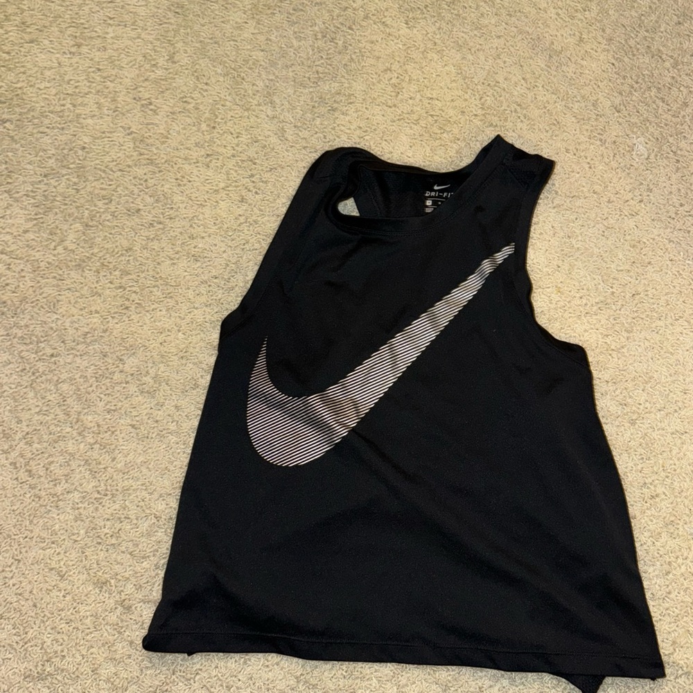 Nike Women's Black Muscle Tee with Silver Logo